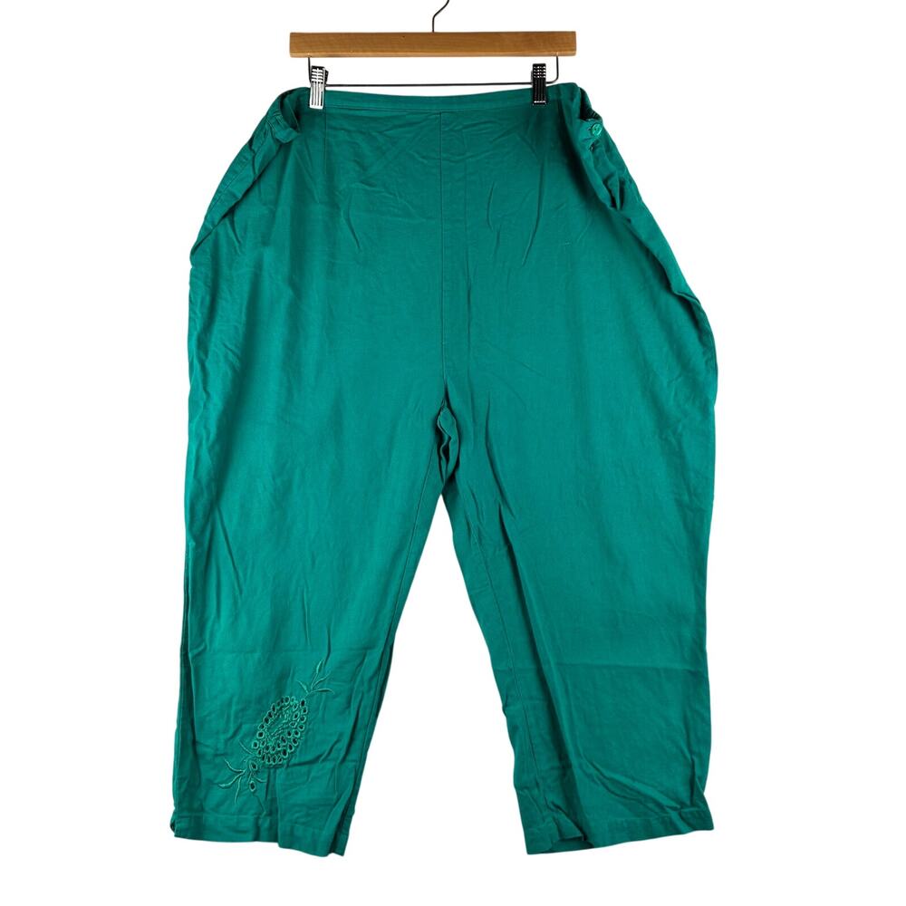 Anna Maxwell Cropped Linen Blend Pants Women's 5X Lagenlook Coastal Grannycore